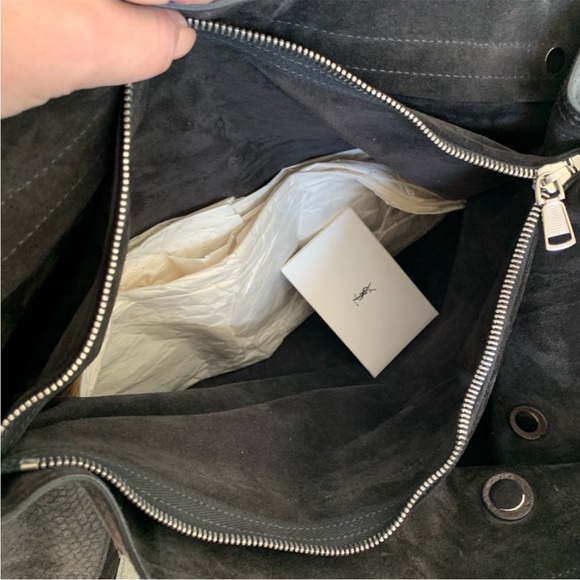 Auth YSL Suede Calfskin Croc Embossed Muse 2 Bag